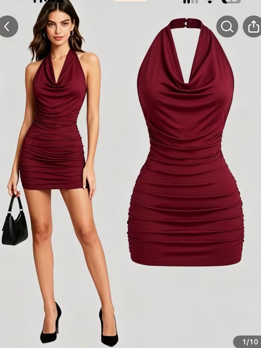Woman’s maroon sexy dress
